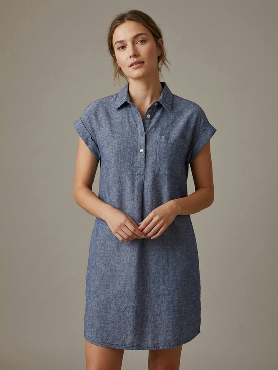 Joe Fresh Dresses & Skirts - Joe Fresh Linen Shirt Dress Blue Medium Casual Boho Chambray Shift